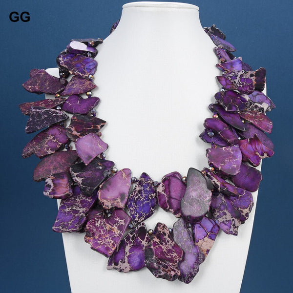 Jewelry 22 Strands Natural Purple Sea Sediment Imperial Jaspers Crystal Necklace For Women