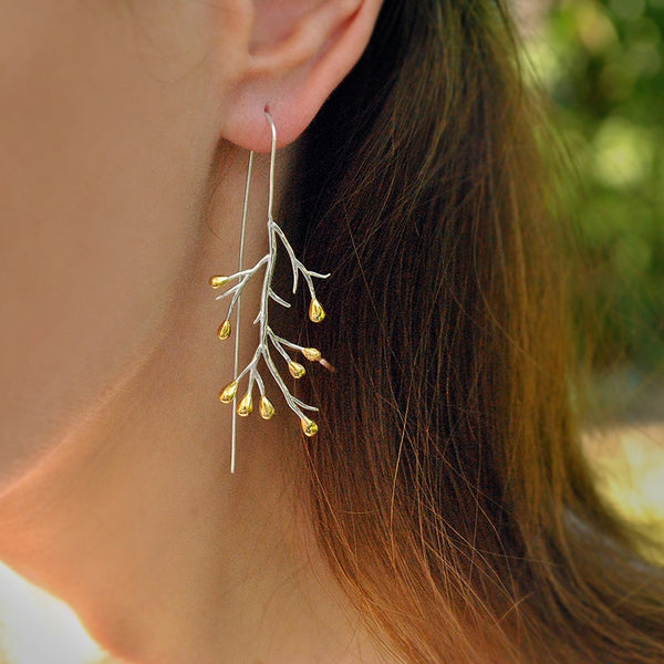 925 Sterling Silver Earrings Natural Creative Fine Jewelry Statement Tree Fashion Drop Earrings for Women Brincos