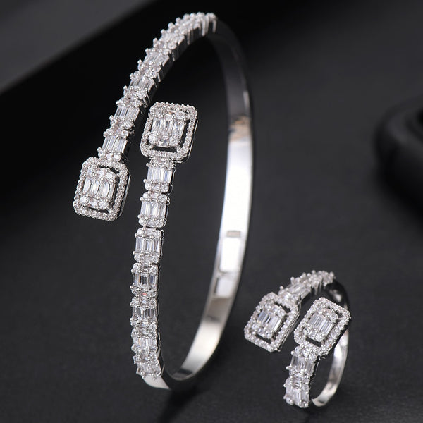 Luxury Trendy Saudi Arabia Bangle Ring Set Jewelry Sets For Women Wedding Engagement brincos para as mulheres 2020