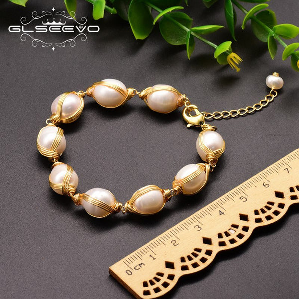 Natural Fresh Water Baroque Pearl Bracelets For Women Engagement Gift Adjustable Bracelets &amp; Bangle Fine Jewelry GB0055