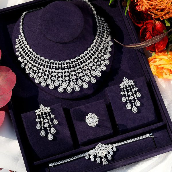 Famous Brand UAE Luxury Saudi Arabic Jewelry Set For Women Wedding Party Zircon Crystal Dubai Bridal Jewelry Set Gift 2022