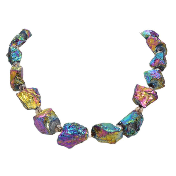 GuaiGuai Jewelry Multi Color Titanium White Quartz Rough Nugget Crystal Necklace Bracelet Earrings Sets