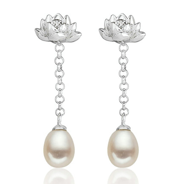 925 Sterling Silver Earrings Natural Agate Handmade Fine Jewelry Water Drop Lotus Drop Earrings for Women Brincos