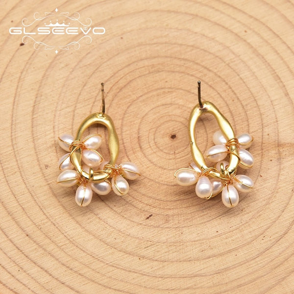 Natural Freshwater Pearl S925 Sterling Silver Targeted Flower Earrings Ladies Wedding Birthday Party Jewelry GE1047