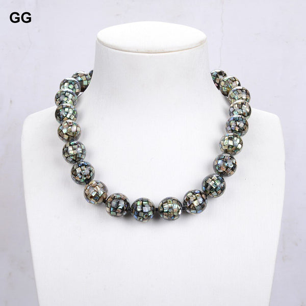 Jewelry  Natural 16MM Round Real Abalone Shell Necklace For Women