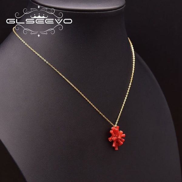 Silver Coral Bamboo Set Chain Adjustable Necklace Necklace Woman Wedding Engagement Exquisite Gift Jewelry GN0279