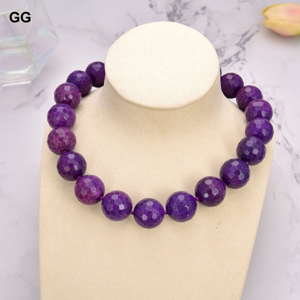 Jewelry 20mm Purple Jade Necklace 18K GP Clasp