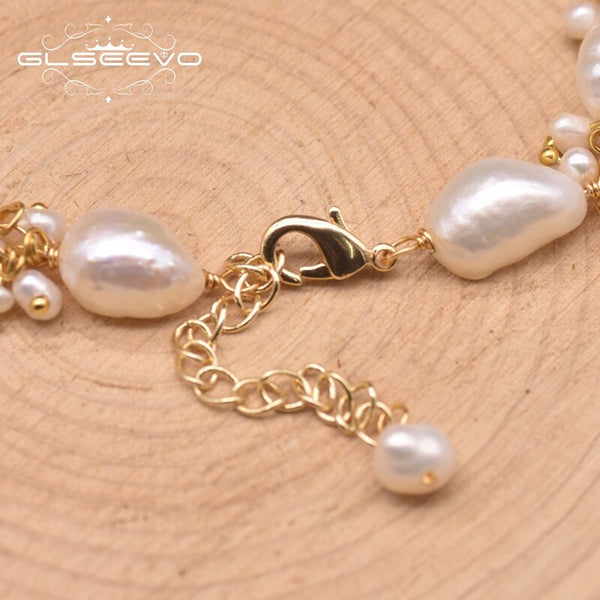 Natural Baroque White Pearls Strand Bracelets For Women Gift Handmade Adjustable Charm Bracelet Luxury Jewellery GB0928