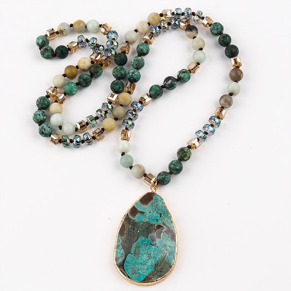 Jewelry Natural Stones With Semi Precious Pendant Women Bohemia Necklace Gift Dropship