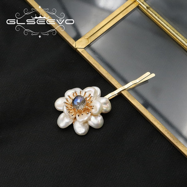 Natural Freshwater Baroque Pearls Flowers Shining Zircon Hairpin For Woman 2022 Elegance Vintage Jewelry Gift