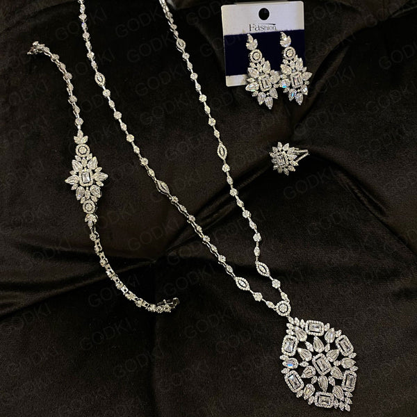 Luxury 4PCS Flower Leaf Necklace Earring Set Dubai Wedding Jewelry Sets Engagement brincos para as mulheres 2022