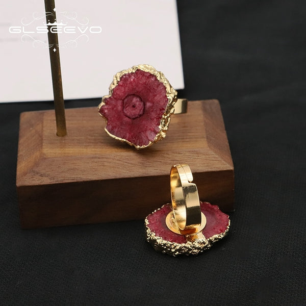 Orange Ring Natural Stone Romantic Charm Korean Fashion Luxury Jewelry Wedding Accessories
