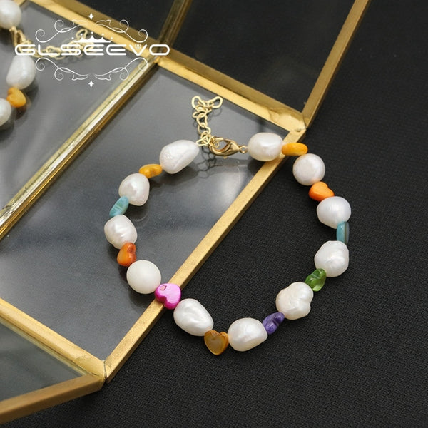 Colorful Heart-Shaped Natural Baroque Pearls Adjustable Pendant Bracelet Fashion Popular Luxury Woman Jewelry Wedding