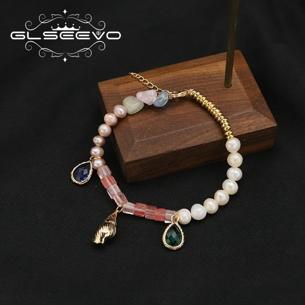 Watermelon Red Water Pendant Adjustable Woman Bracelet Natural Freshwater Pearl Bracelet bracelet Luxury Brand Women