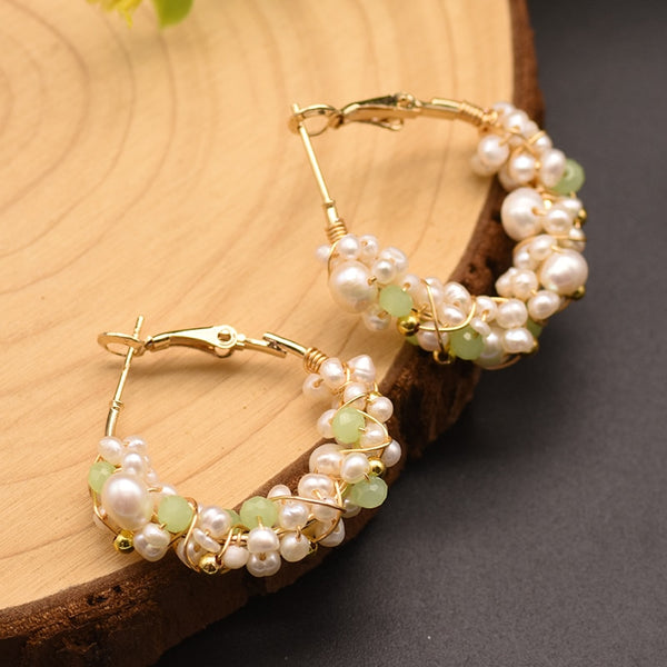 Natural  Freshwater Pearl White Hoop Earrings For Woman Weddings Original Design Handmade Fine  Jewelry GE0993A