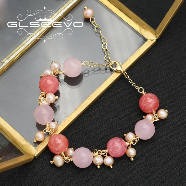 Watermelon Red Pink Natural Pearls Women&#39;s Bracelets Romantic Charm Fashion Trend Luxury Fine Jewelry Anniversary Gifts