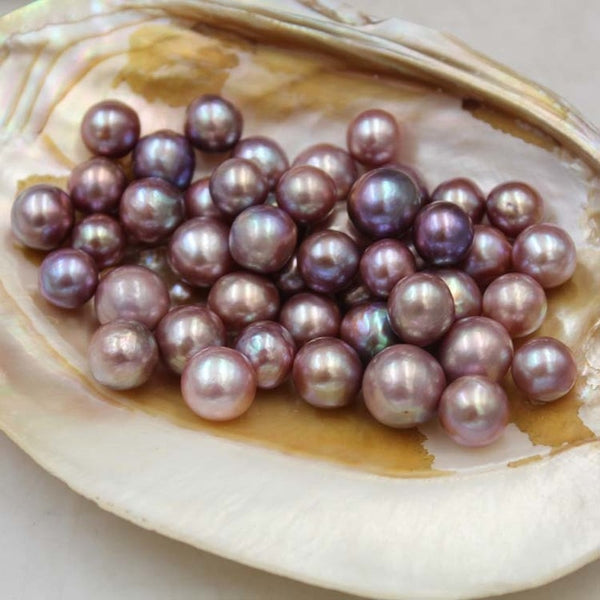 Natural Freshwater Pearl Purple Loose Beads Strong Light No Holes 11-13mm Near Round Beads DIY Bracelet Necklace Earrings Charms