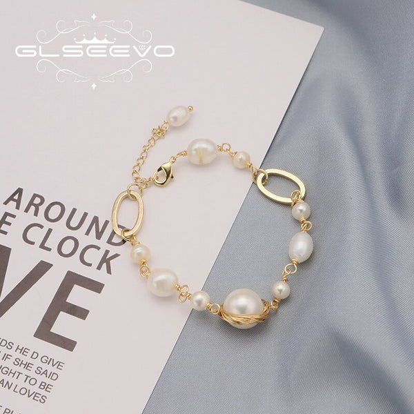 Natural Baroque Pearls Irregular Long Chain Pendant Bracelet For Woman Trend Popular Wedding Jewelry Anniversary Gift