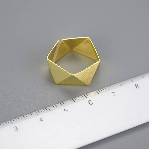 Minimalism Adjustable Origami Art Rings for Women Gift Real 925 Sterling Silver 2022 Trend New Geometric Shape Jewelry