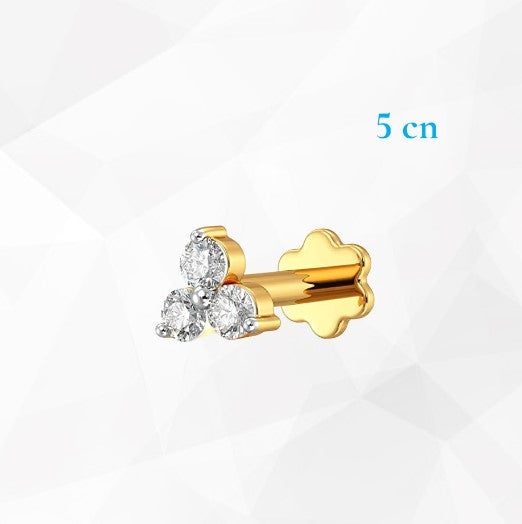 Diamond Nose Pin Three Stone-5cn