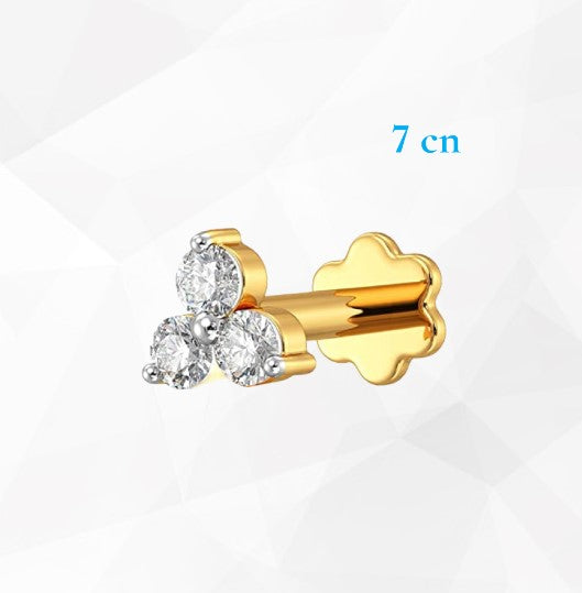 Diamond Nose Pin Three Stone- 7cn