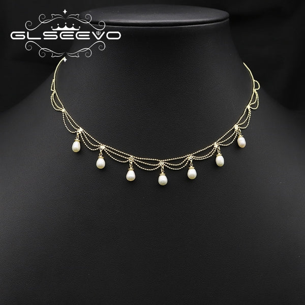 Natural Fresh Water Small Pearl Necklace Luxury For Women Wedding Engagement Tassel Chain Choker Fine Jewellery GN0224