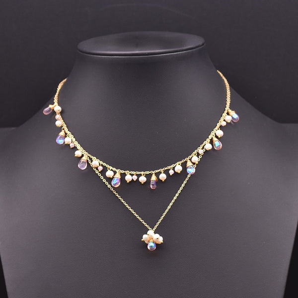 Natural Pearl Coloured Pendant Necklace Women Temperament Romantic Luxe Fashion Fine Jewellery Customizable Gift GN0233