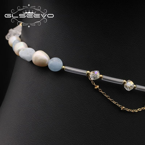 Natural Freshwater Pearls Blue Butterfly Lace Tassel Women&#39;s Necklace Shining Fashion Popular Luxury Jewelry Anniversary