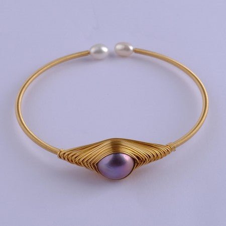 Adjustable Pearl Bracelet Gold Plat Eye Shape 1 - LeisFita.com