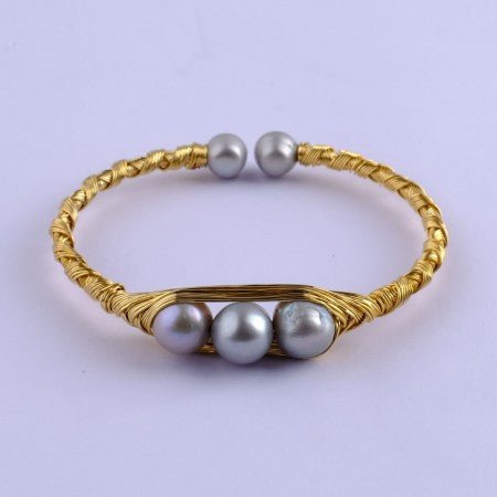 Adjustable Pearl Bracelet Gold Plat Silver Color - LeisFita.com