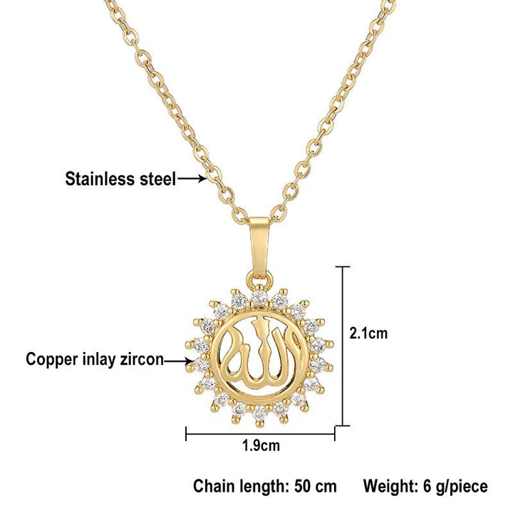 Allah Pendant Necklace for Muslim Women Stainless steel chain Gold Color Islamic Religion Jewelry Gift - LeisFita.com