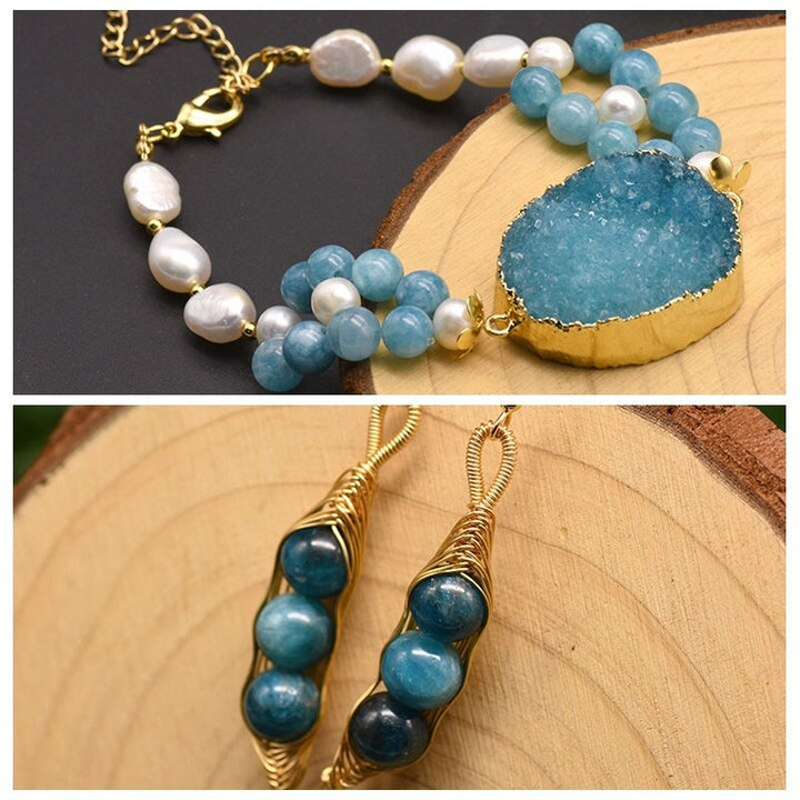 Aquamarine Light Blue For Woman Earrings Necklace Bracelet 2022 Korea Fashion Romantic Cute Jewelry Set Anniversary Gift - LeisFita.com