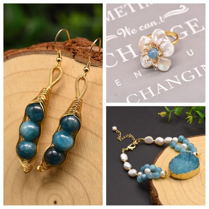 Aquamarine Light Blue For Woman Earrings Necklace Bracelet 2022 Korea Fashion Romantic Cute Jewelry Set Anniversary Gift - LeisFita.com