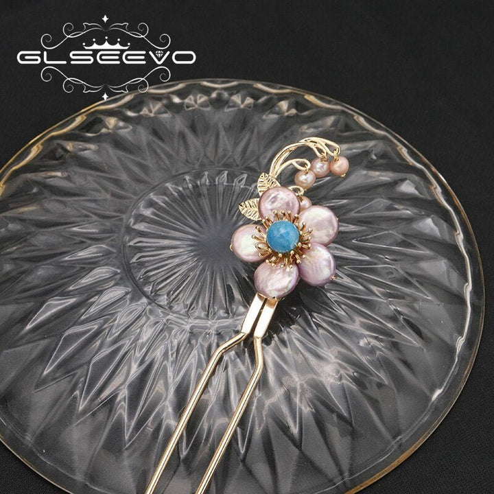 Aquamarine Natural Purple Baroque Pearls Hairpins leaves 2022 Design Trend Jewelry For Women Luxury Accessories GH0091 - LeisFita.com
