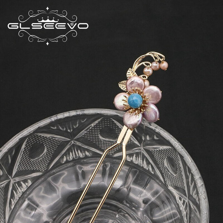 Aquamarine Natural Purple Baroque Pearls Hairpins leaves 2022 Design Trend Jewelry For Women Luxury Accessories GH0091 - LeisFita.com