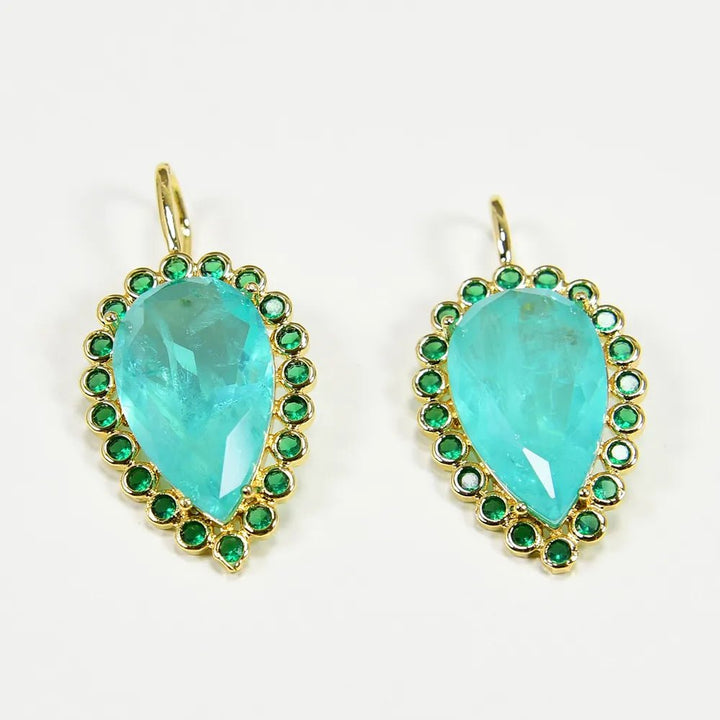 Big Teardrop Light Green Quartz Green Cz Crystal Dangle Hook Earrings For Women Lady Party Gifts - LeisFita.com