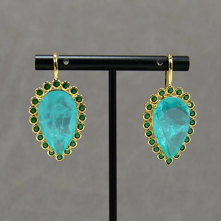 Big Teardrop Light Green Quartz Green Cz Crystal Dangle Hook Earrings For Women Lady Party Gifts - LeisFita.com