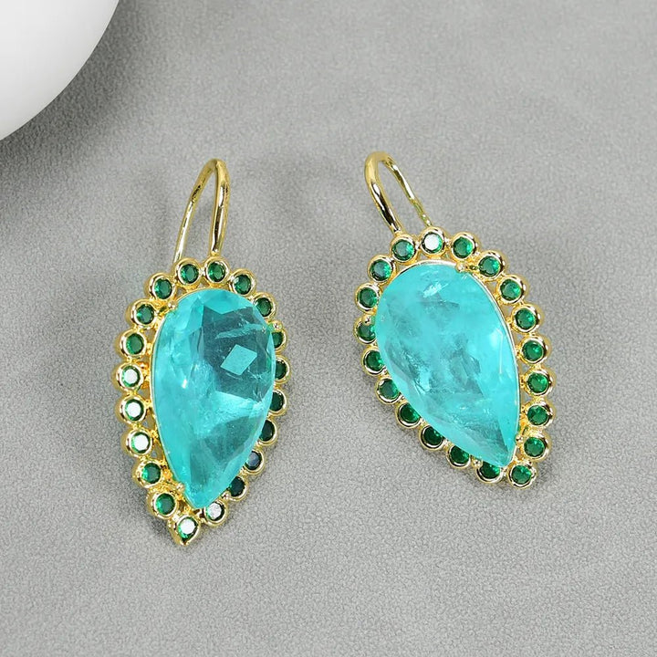 Big Teardrop Light Green Quartz Green Cz Crystal Dangle Hook Earrings For Women Lady Party Gifts - LeisFita.com