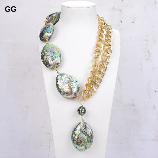 Charming Abalone Shell Gold Color Plated Chain Necklace - LeisFita.com