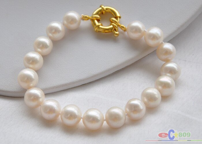 CHPBR 11mm round freshwater cultured pearl bracelet - LeisFita.com