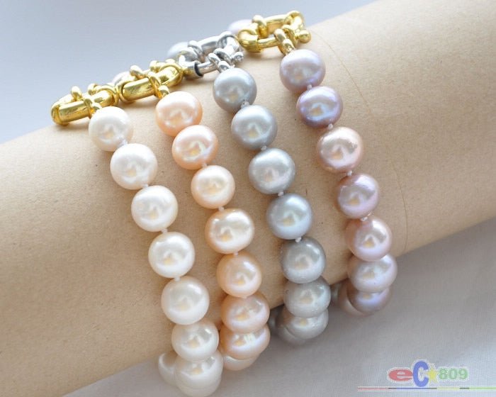 CHPBR 11mm round freshwater cultured pearl bracelet - LeisFita.com