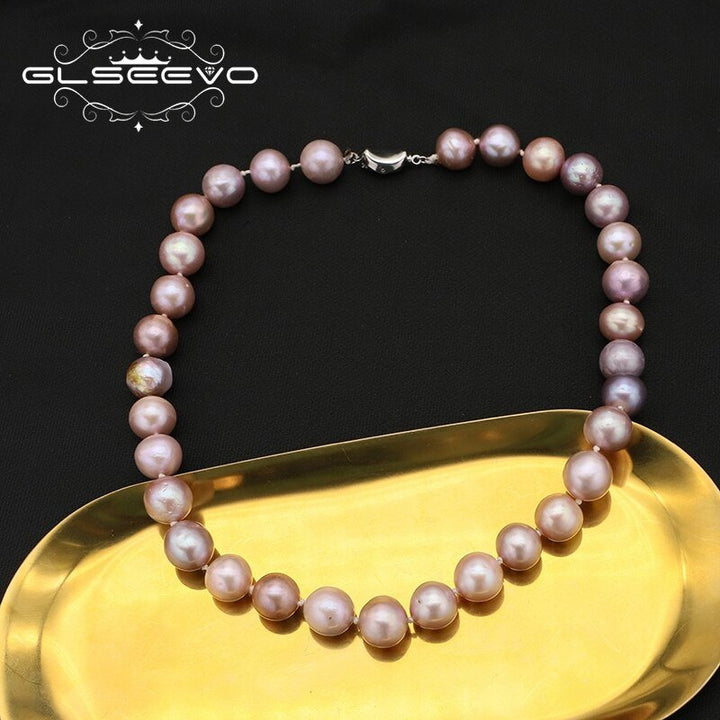 CHPNL Natural Pink Purple Rotundity Pearls Women Necklace - LeisFita.com