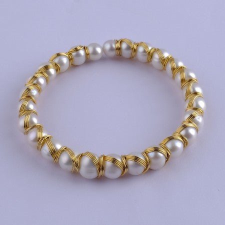 Classic Adjustable Fresh Water Pearl Bracelet in Silver - LeisFita.com