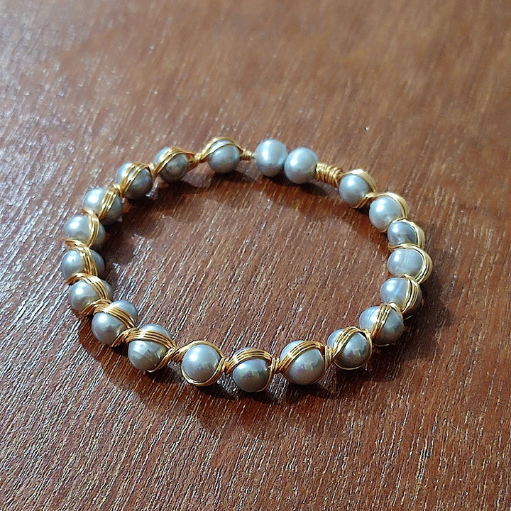 Classic Adjustable Fresh Water Pearl Bracelet in Silver - LeisFita.com