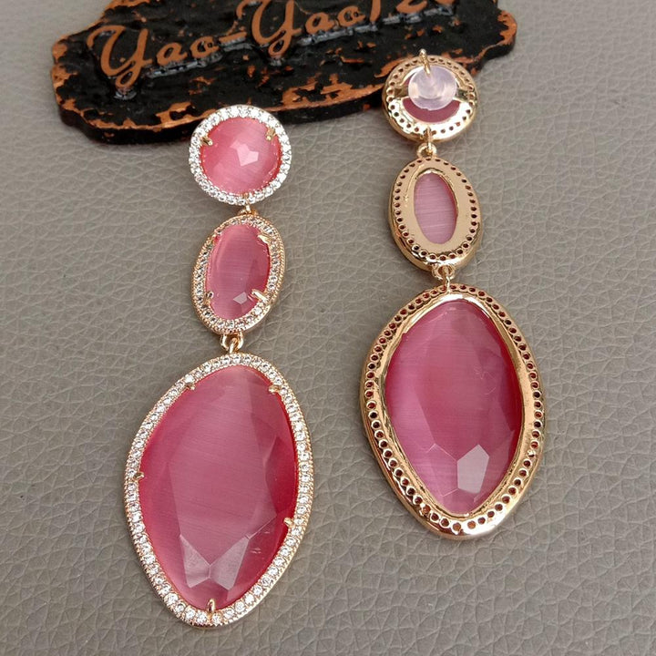 Classic Rhinestone Women Dangle Earrings Crystal Pink Drops Cat&#39;s Eye Geometric Earrings Drop Earrings Jewelry Earrings - LeisFita.com