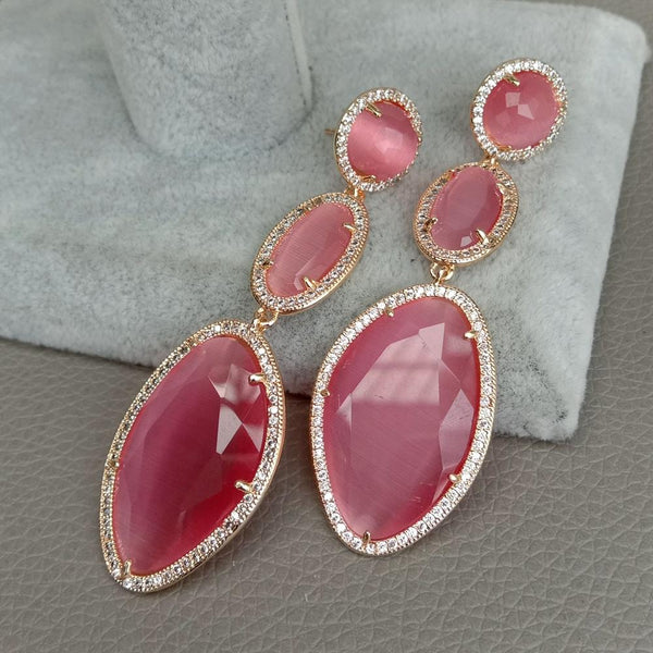 Classic Rhinestone Women Dangle Earrings Crystal Pink Drops Cat&#39;s Eye Geometric Earrings Drop Earrings Jewelry Earrings - LeisFita.com