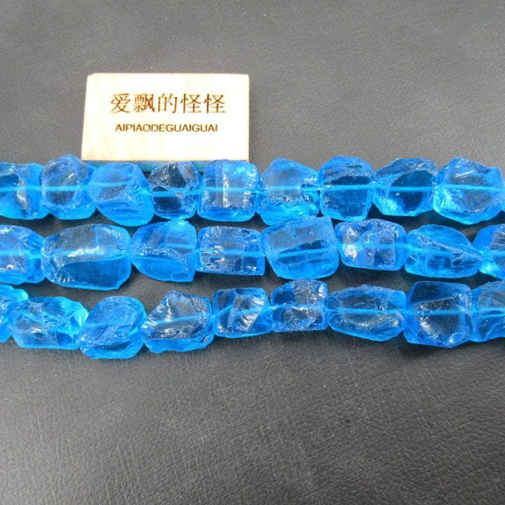 Deep Blue Natural Glass Quartz Rough Nugget Loose Beads 15.5" Jewelry Making DIY - LeisFita.com