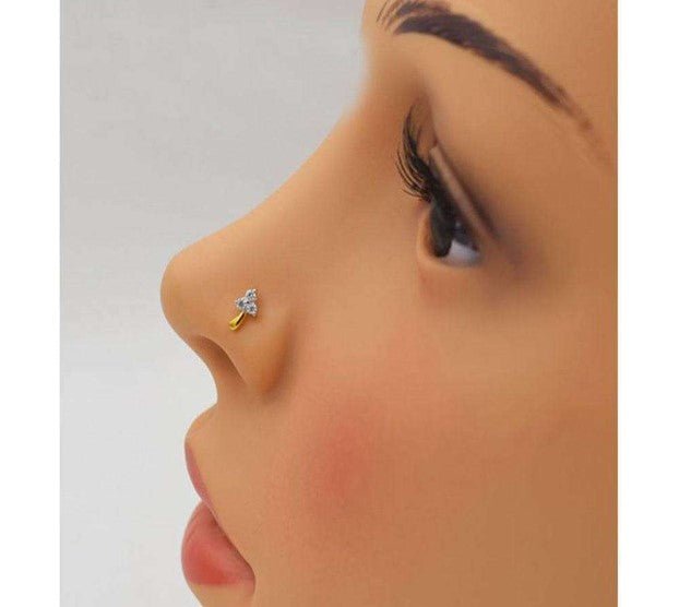 Diamond Three Stone Leaf Nose Pin - LeisFita.com