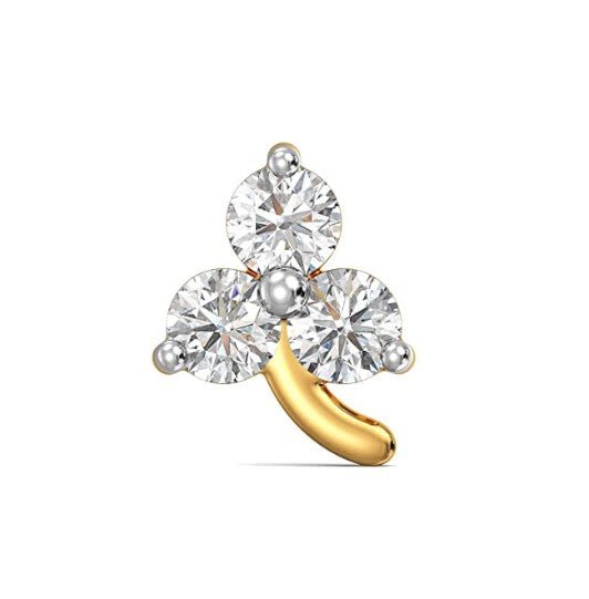 Diamond Three Stone Leaf Nose Pin - LeisFita.com