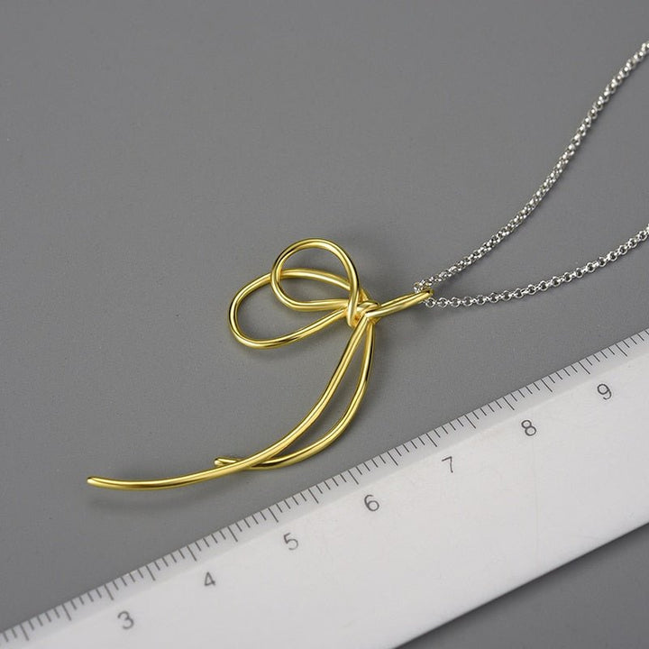 Exquisite Lovely Knot Long Tassel Pendant for Women Real 925 Sterling Silver Chains and Necklaces Fine Jewelry 2022 - LeisFita.com